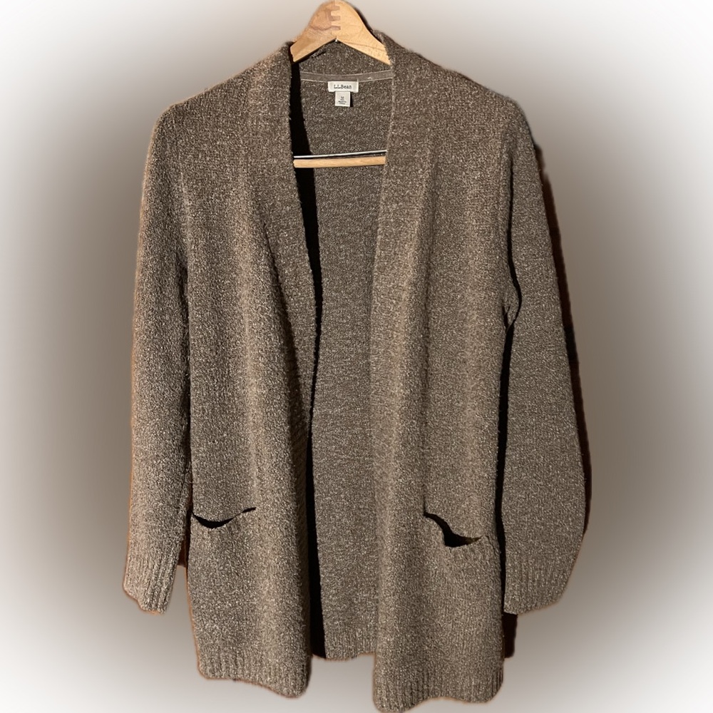 L.L. Bean Women's Open-Front Cardigan - Brown/Green/Gray